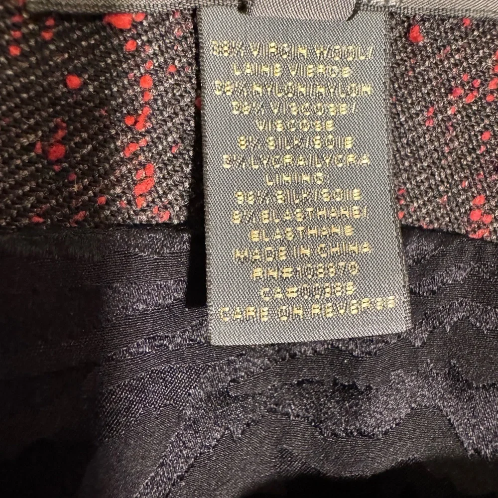 Zac Posen Wool Blend Sheath Dress Womens 8 Black Red Fleck Square Neck Silk - Picture 6 of 10